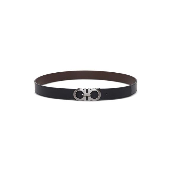 Ferragamo Men Salvatore Ferragamo Man's Bicolor Leather Belt With Logo Buckle